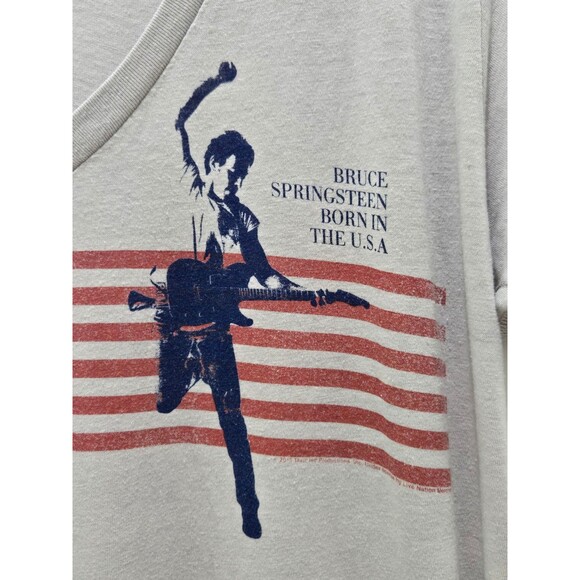 TRUNK LTD BRUCE SPRINGTEEN V-NECK GREY BAND TEE T-SHIRT TOP BORN IN USA WOMEN M - Picture 3 of 9